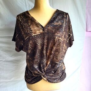 Per Seption Concepts Brown Media Twist Blouse Size S‎